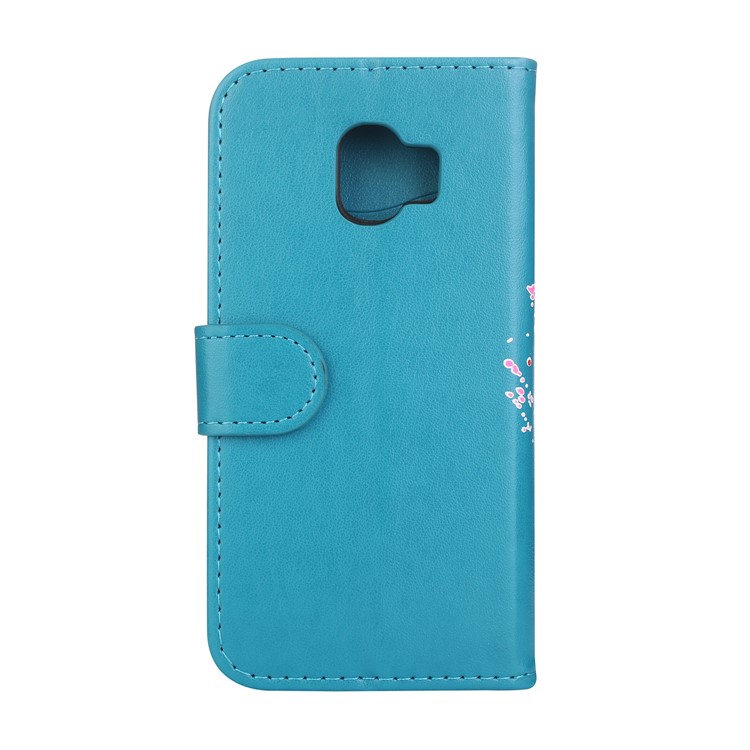 Glittery Flamingo Pattern Leather Magnetic Phone Shell for Samsung Galaxy J2 Pro 2018 - Blue-3