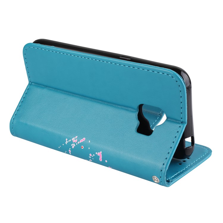 Glittery Flamingo Pattern Leather Magnetic Phone Shell for Samsung Galaxy J2 Pro 2018 - Blue-6