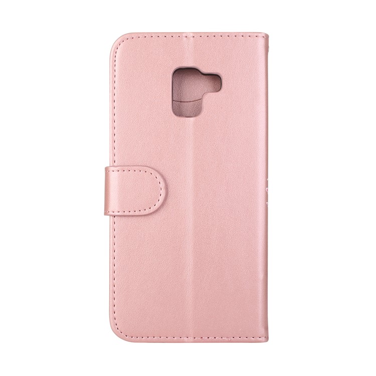 Glittery Powder Flamingo Pattern Leather Stand Casing for Samsung Galaxy A8 (2018) - Rose Gold-5
