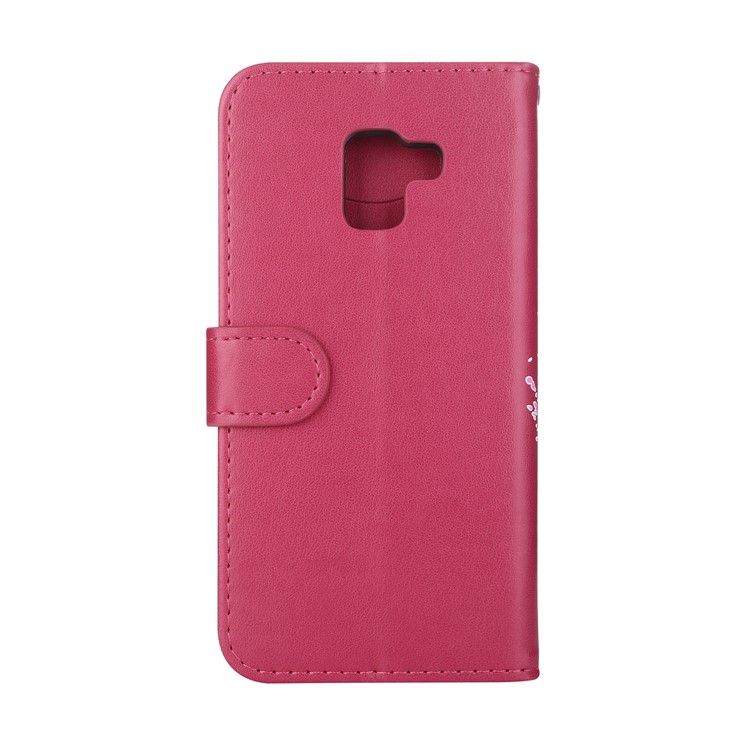 Flash Powder Flamingo Wallet Leather Stand Casing for Samsung Galaxy A8+ (2018) - Rose-3