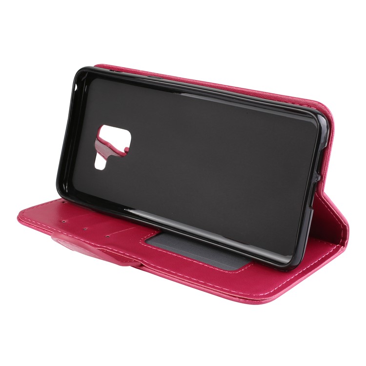 Flash Powder Flamingo Wallet Leather Stand Casing for Samsung Galaxy A8+ (2018) - Rose-5