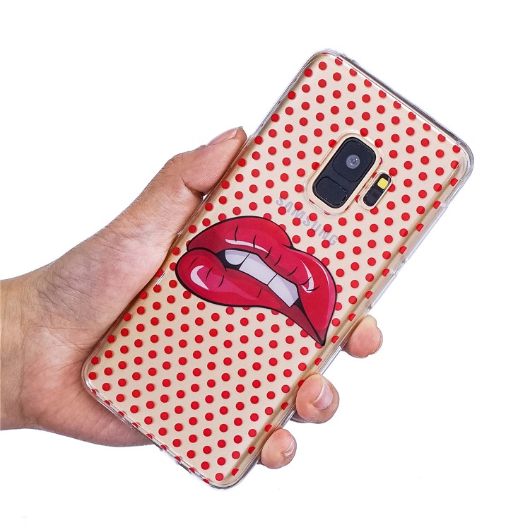 Pattern Printing IMD TPU Case for Samsung Galaxy S9 SM-G960 - Red Lip-6