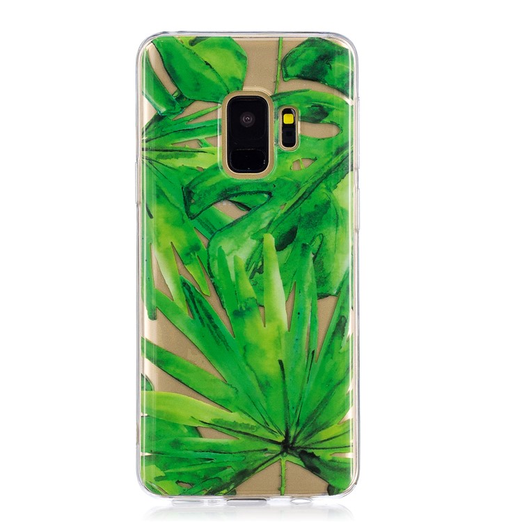 Pattern Printing IMD TPU Shell Case for Samsung Galaxy S9 SM-G960 - Green Leaves-2