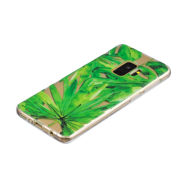 Pattern Printing IMD TPU Shell Case for Samsung Galaxy S9 SM-G960 - Green Leaves-3