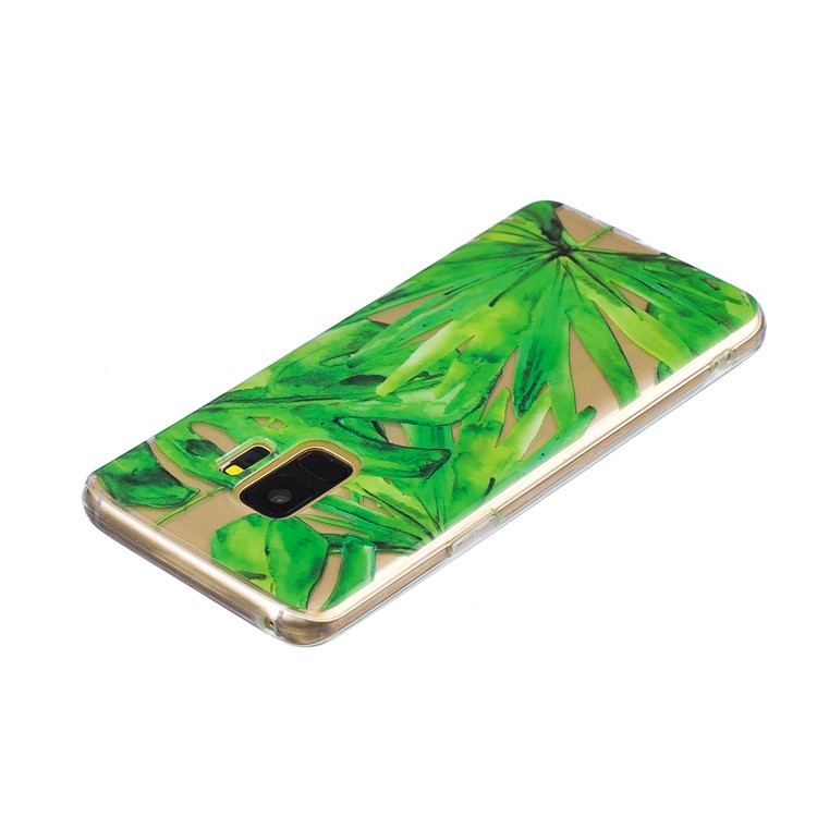 Pattern Printing IMD TPU Shell Case for Samsung Galaxy S9 SM-G960 - Green Leaves-4