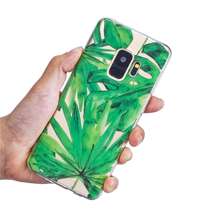 Pattern Printing IMD TPU Shell Case for Samsung Galaxy S9 SM-G960 - Green Leaves-6