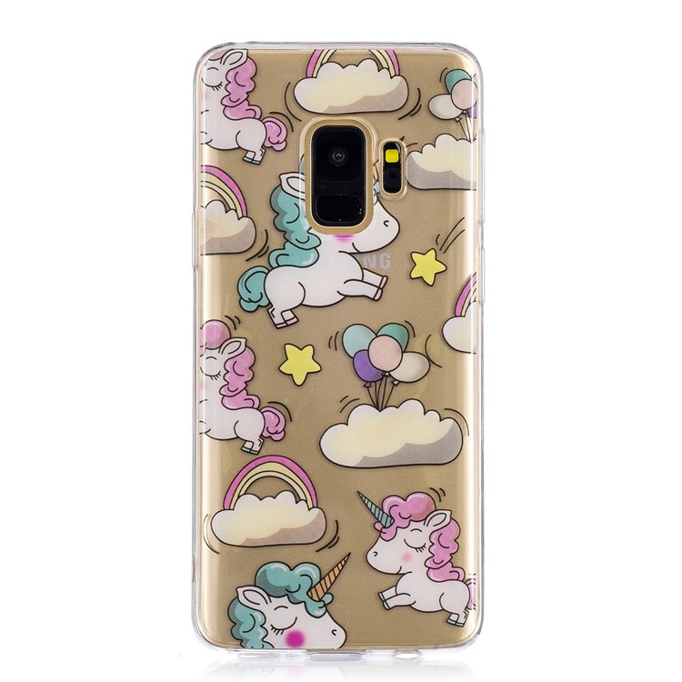 Pattern Printing IMD TPU Cover Case for Samsung Galaxy S9 SM-G960 - Cloud and Unicorn-2
