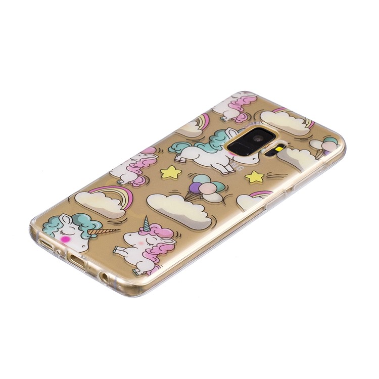 Pattern Printing IMD TPU Cover Case for Samsung Galaxy S9 SM-G960 - Cloud and Unicorn-3