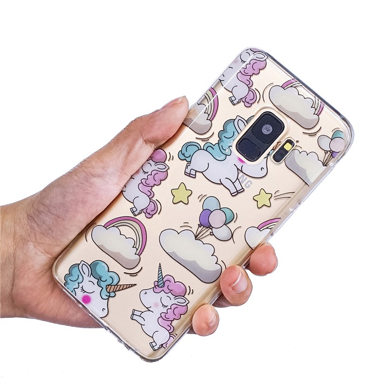Pattern Printing IMD TPU Cover Case for Samsung Galaxy S9 SM-G960 - Cloud and Unicorn-6