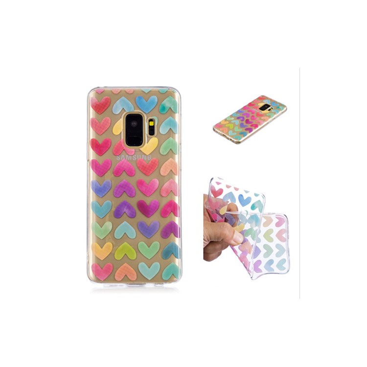 Pattern Printing IMD TPU Soft Case for Samsung Galaxy S9 SM-G960 - Colorful Hearts-1