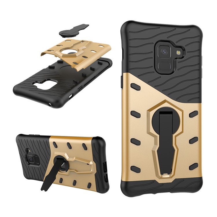 

Armor PC + TPU Hybrid Shell Cover Case with Kickstand for Samsung Galaxy A8 (2018) - Gold, Galaxy A8 (2018)