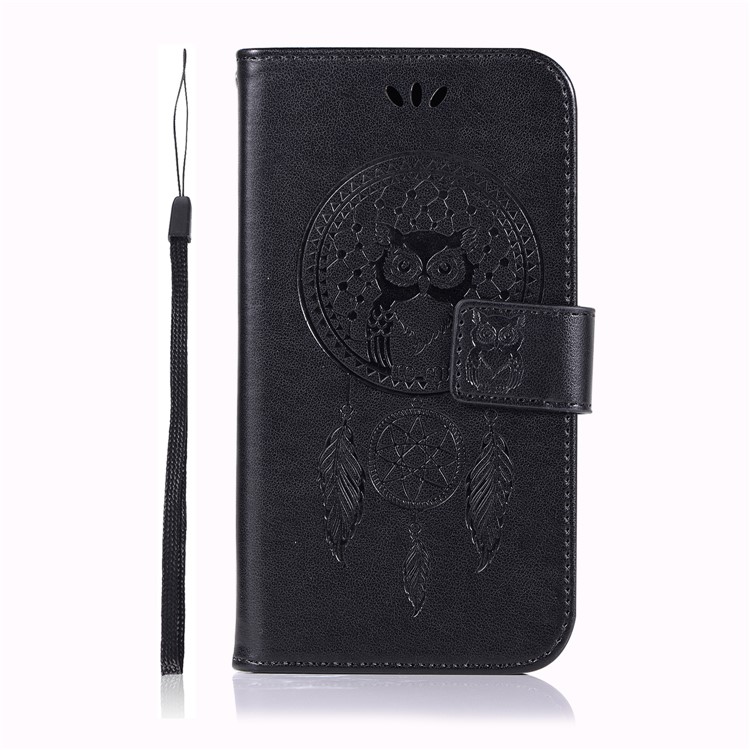Imprint Owl Dream Catcher Wallet Stand Leather Case for Samsung Galaxy J2 Pro 2018 - Black-2
