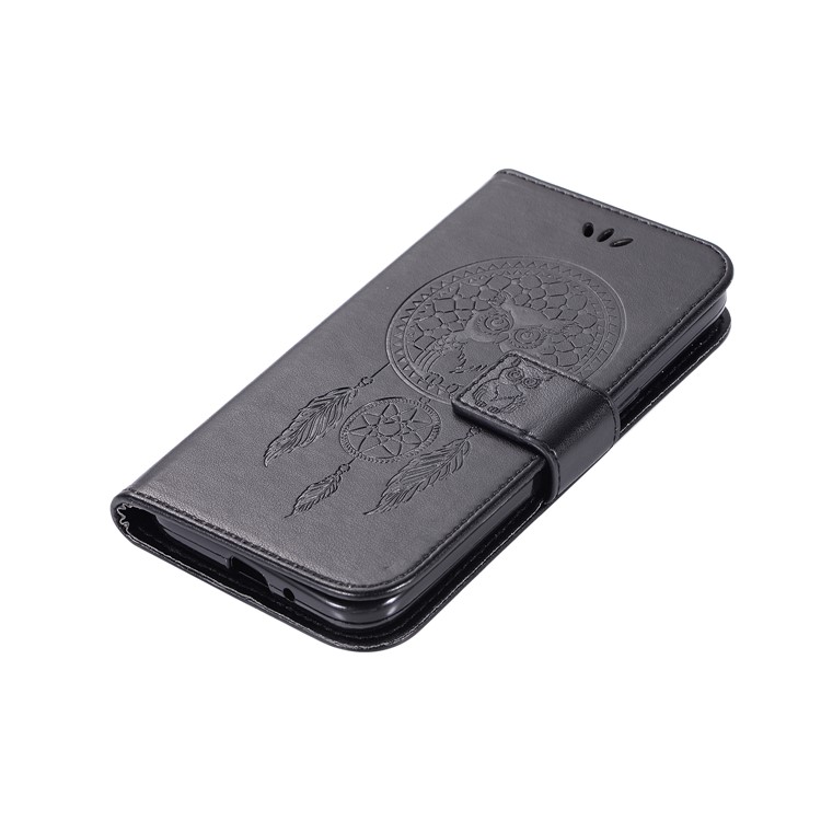Imprint Owl Dream Catcher Wallet Stand Leather Case for Samsung Galaxy J2 Pro 2018 - Black-7