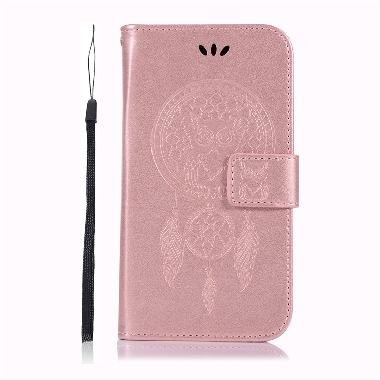 Imprint Owl Dream Catcher Wallet Stand Leather Shell for Samsung Galaxy J2 Pro 2018 - Rose Gold-2