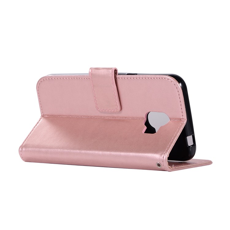 Imprint Owl Dream Catcher Wallet Stand Leather Shell for Samsung Galaxy J2 Pro 2018 - Rose Gold-6