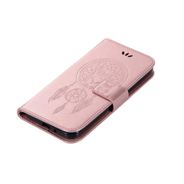 Imprint Owl Dream Catcher Wallet Stand Leather Shell for Samsung Galaxy J2 Pro 2018 - Rose Gold-7