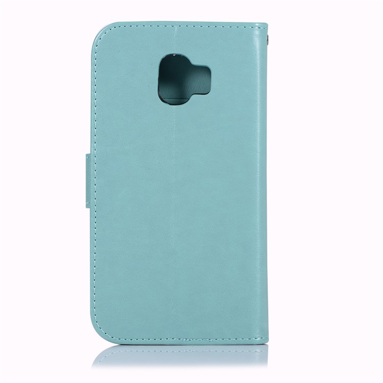 Imprint Owl Dream Catcher Wallet Stand Leather Mobile Phone Case for Samsung Galaxy J2 Pro 2018 - Cyan-3