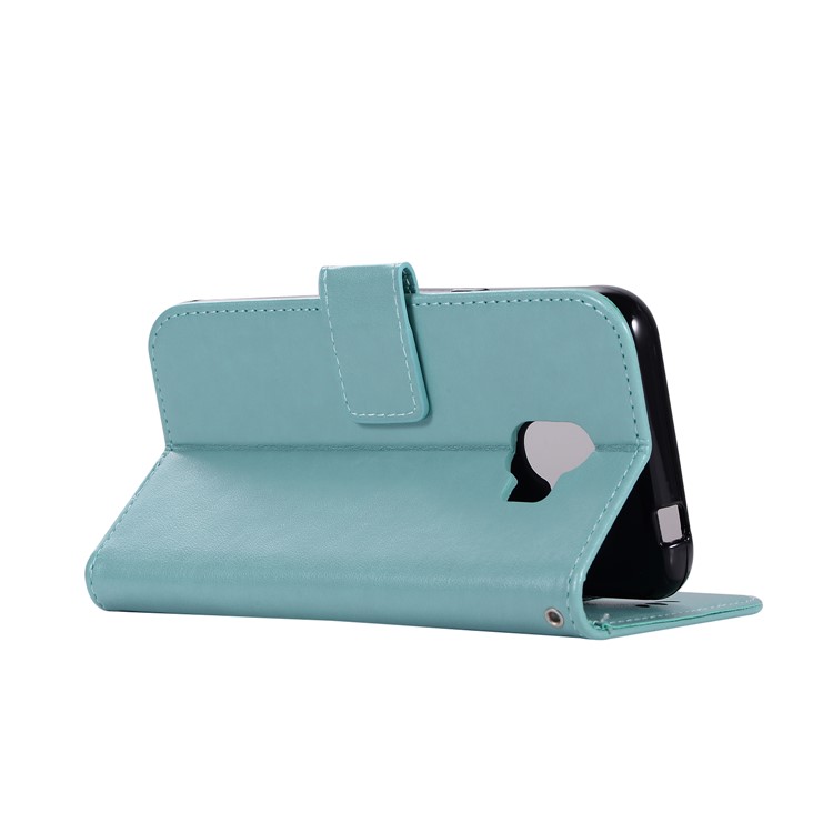 Imprint Owl Dream Catcher Wallet Stand Leather Mobile Phone Case for Samsung Galaxy J2 Pro 2018 - Cyan-6