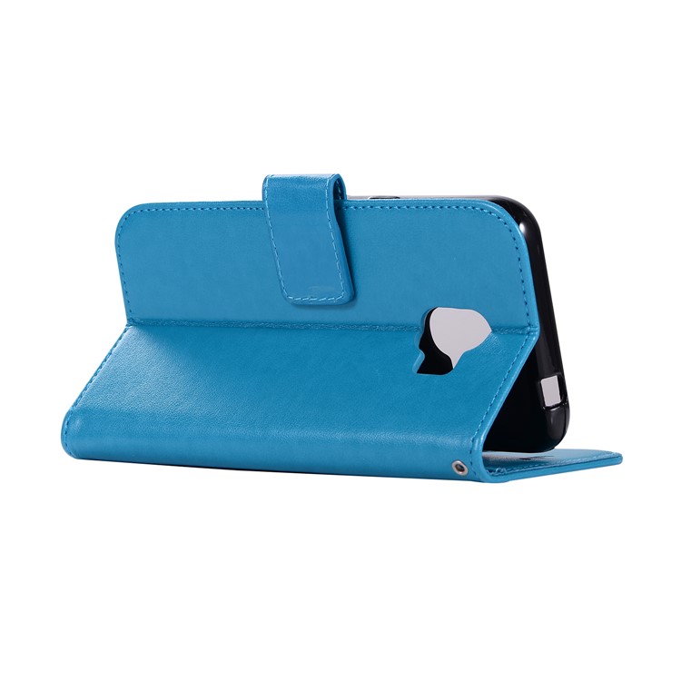 Imprint Owl Dream Catcher Wallet Stand Leather Cell Phone Case for Samsung Galaxy J2 Pro 2018 - Blue-6