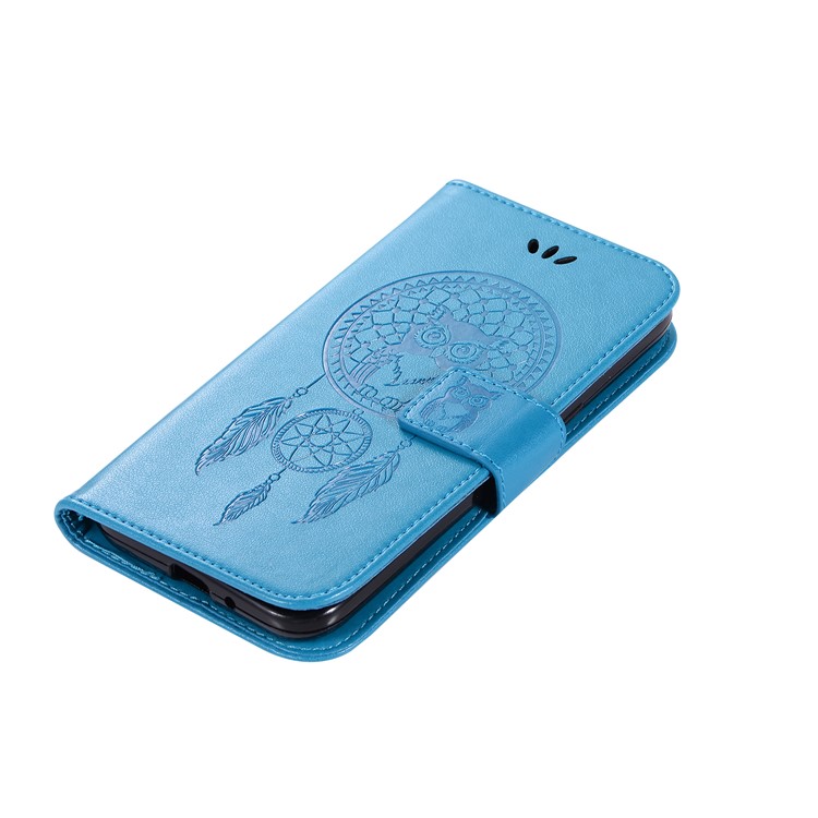 Imprint Owl Dream Catcher Wallet Stand Leather Cell Phone Case for Samsung Galaxy J2 Pro 2018 - Blue-7