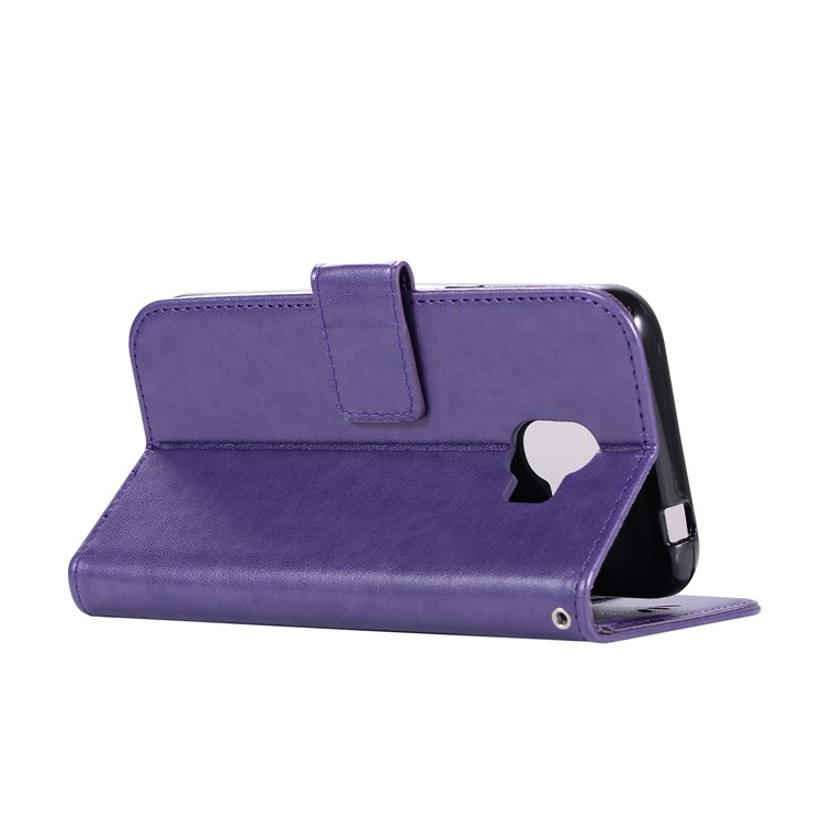 Imprint Owl Dream Catcher Wallet Stand Leather Protective Case for Samsung Galaxy J2 Pro 2018 - Purple-5