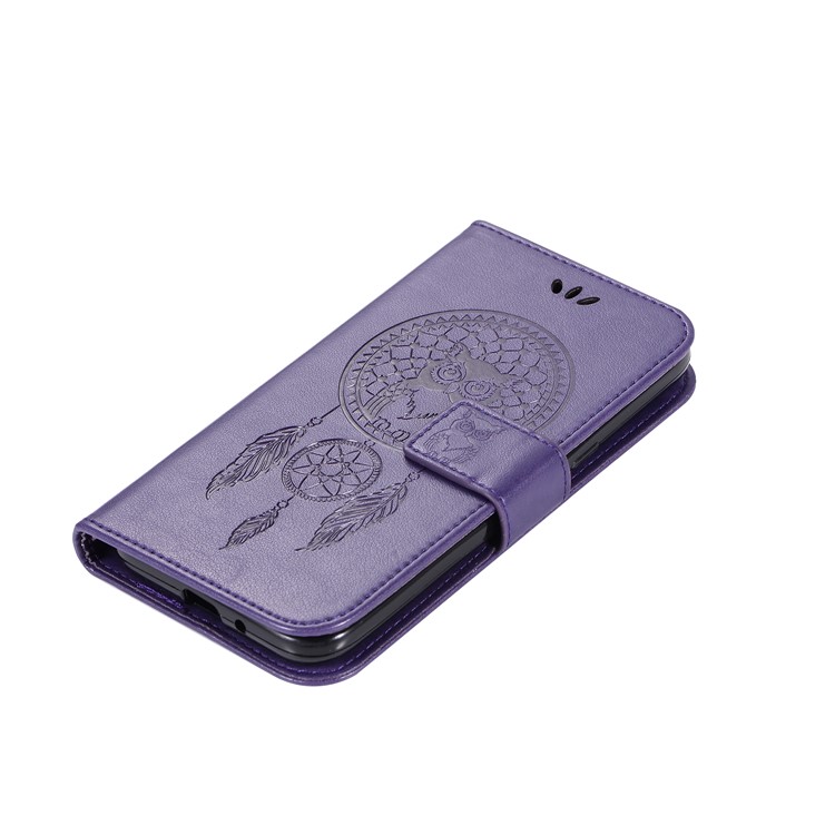Imprint Owl Dream Catcher Wallet Stand Leather Protective Case for Samsung Galaxy J2 Pro 2018 - Purple-6