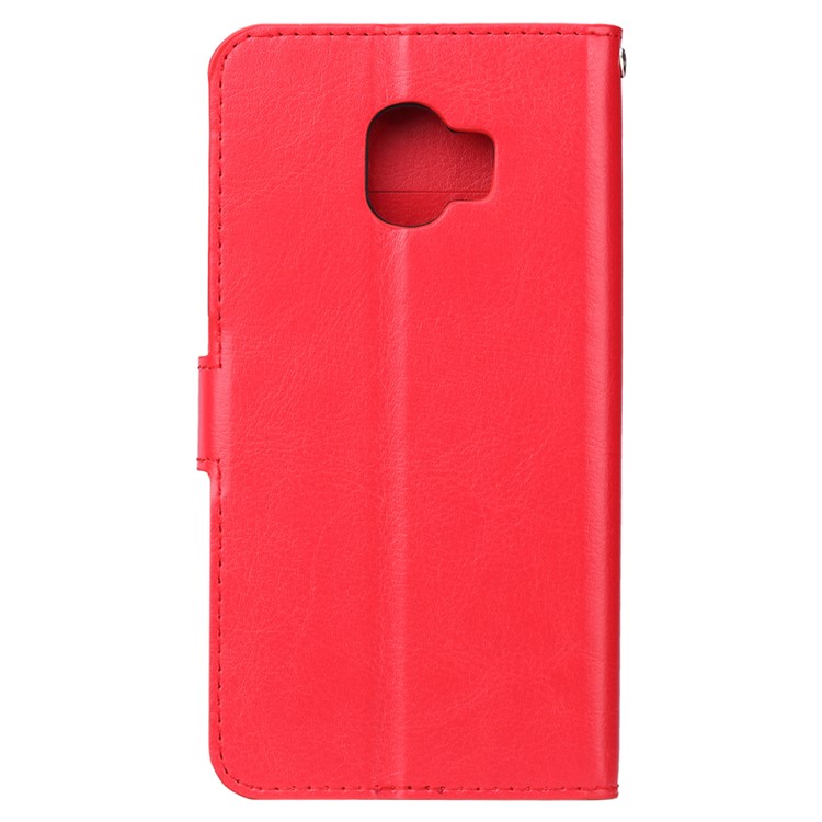For Samsung Galaxy J2 Pro 2018 Crazy Horse PU Leather Wallet Stand Phone Shell - Red-5