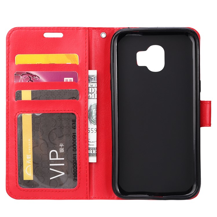For Samsung Galaxy J2 Pro 2018 Crazy Horse PU Leather Wallet Stand Phone Shell - Red-7