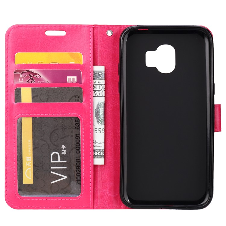 For Samsung Galaxy J2 Pro 2018 Crazy Horse Wallet Stand Leather Phone Case - Rose-7