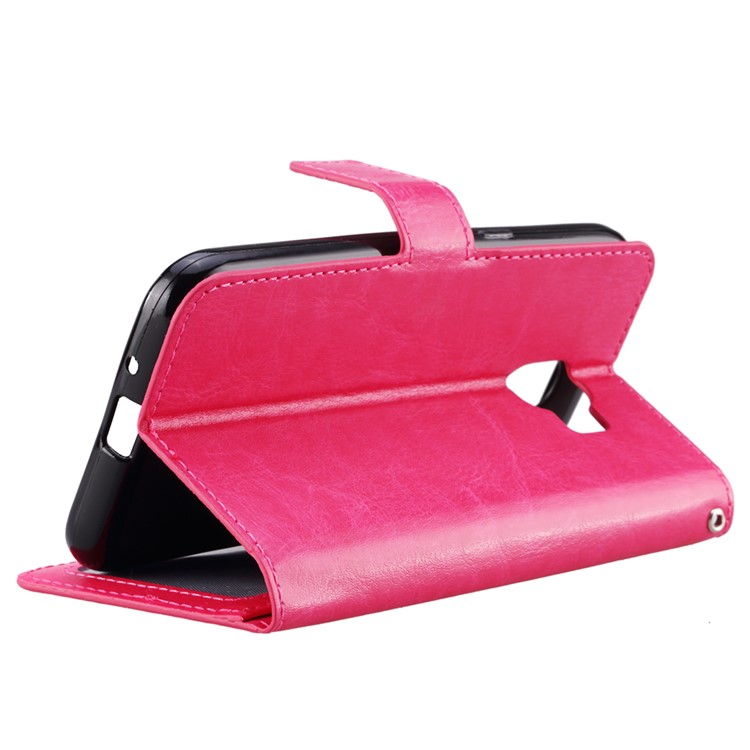 For Samsung Galaxy J2 Pro 2018 Crazy Horse Wallet Stand Leather Phone Case - Rose-9