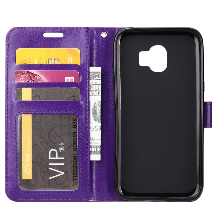 For Samsung Galaxy J2 Pro 2018 Crazy Horse Wallet Stand Leather Shell - Purple-7
