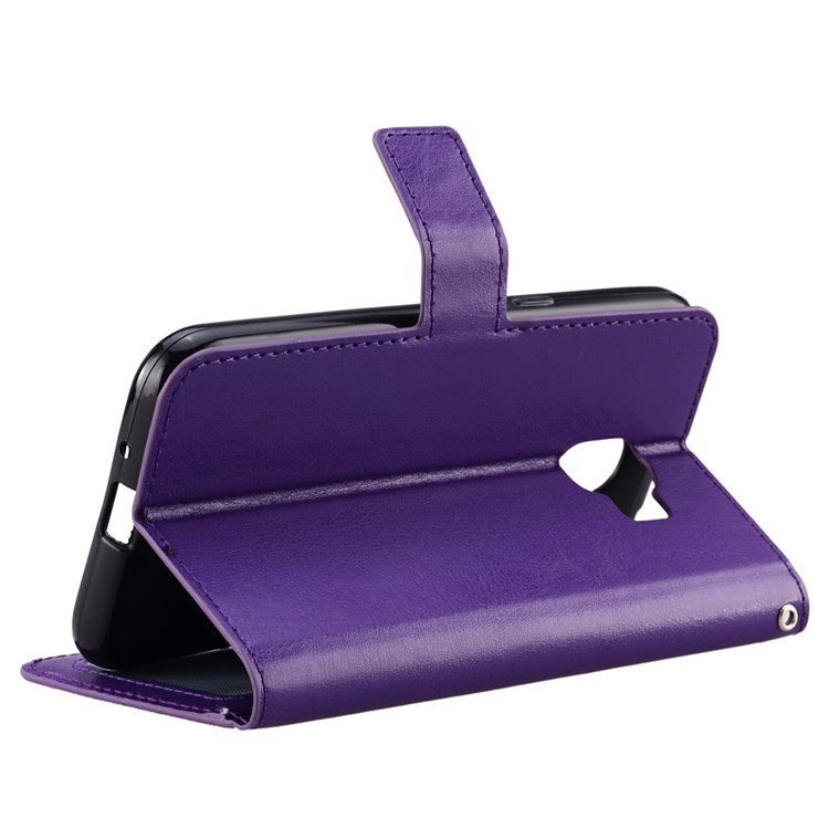 For Samsung Galaxy J2 Pro 2018 Crazy Horse Wallet Stand Leather Shell - Purple-9