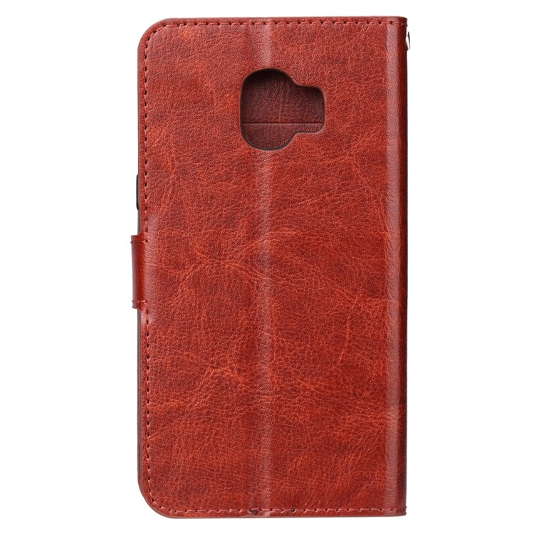 For Samsung Galaxy J2 Pro 2018 Crazy Horse PU Leather Stand Wallet Mobile Phone Cover Case - Brown-5