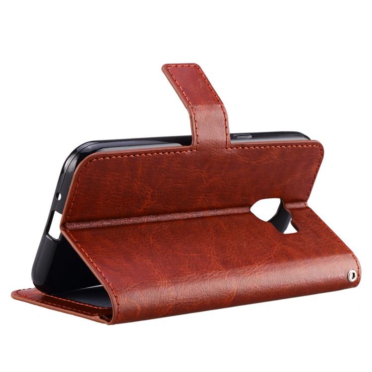 For Samsung Galaxy J2 Pro 2018 Crazy Horse PU Leather Stand Wallet Mobile Phone Cover Case - Brown-9