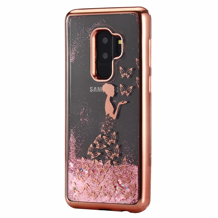 Dynamic Quicksand Plating TPU Mobile Case for Samsung Galaxy S9 Plus SM-G965 - Butterfly Girl-2