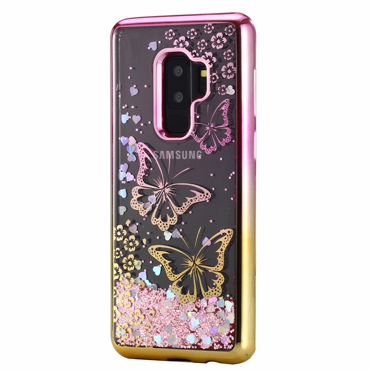 Dynamic Quicksand Plating TPU Mobile Cover for Samsung Galaxy S9 Plus SM-G965 - Butterfly-2