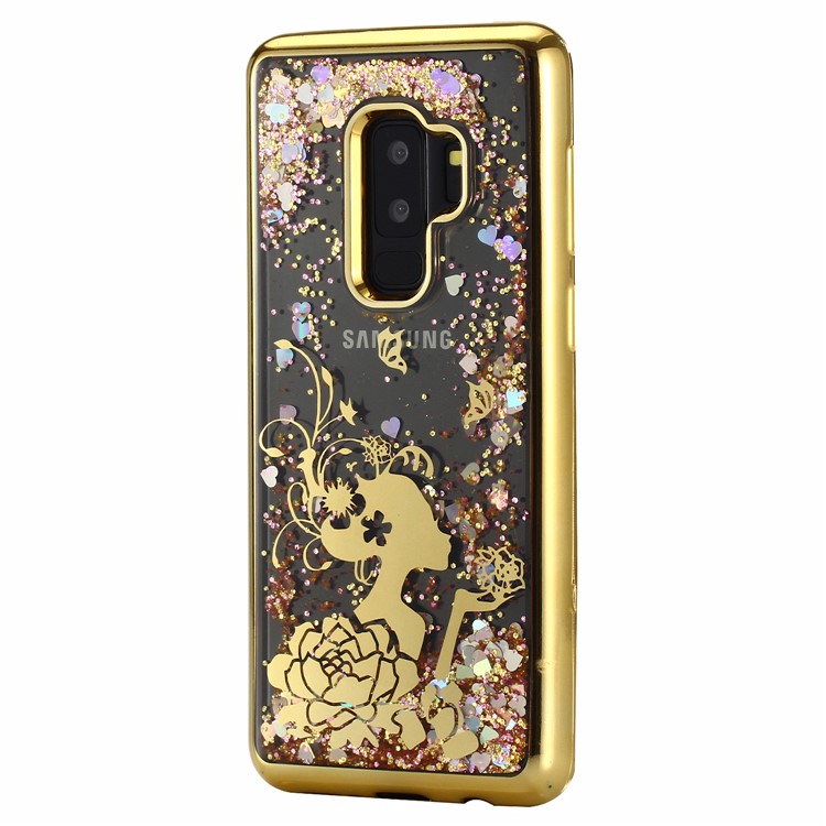 Dynamic Quicksand Plating TPU Mobile Shell for Samsung Galaxy S9+ SM-G965 - Flower Girl-1