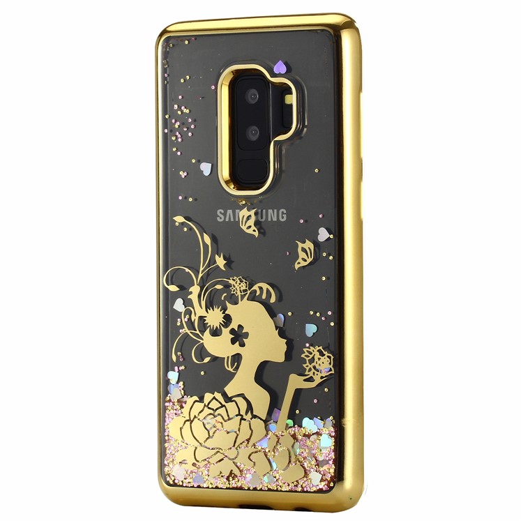 Dynamic Quicksand Plating TPU Mobile Shell for Samsung Galaxy S9+ SM-G965 - Flower Girl-2