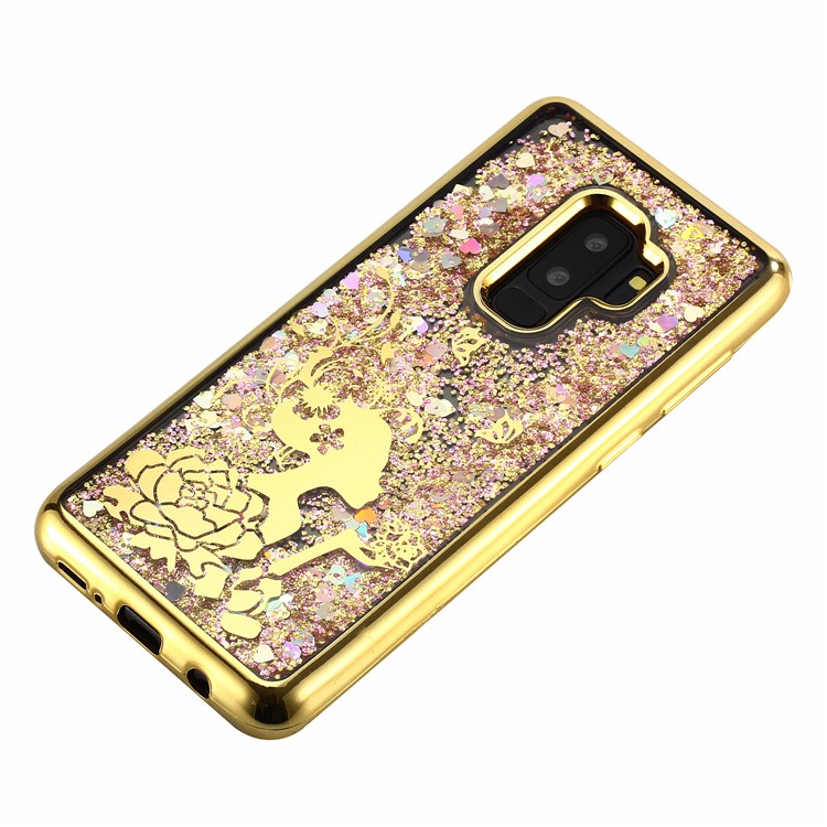 Dynamic Quicksand Plating TPU Mobile Shell for Samsung Galaxy S9+ SM-G965 - Flower Girl-3