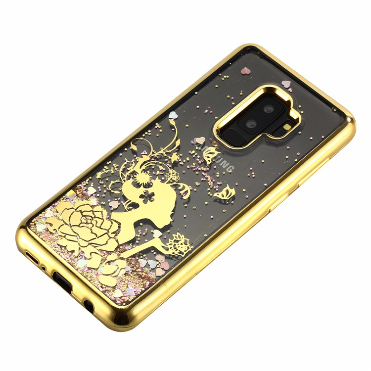 Dynamic Quicksand Plating TPU Mobile Shell for Samsung Galaxy S9+ SM-G965 - Flower Girl-4