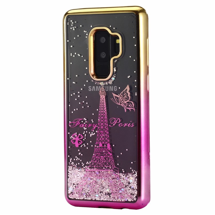 Dynamic Quicksand Plating TPU Mobile Casing for Samsung Galaxy S9+ SM-G965 - Eiffel Tower-2