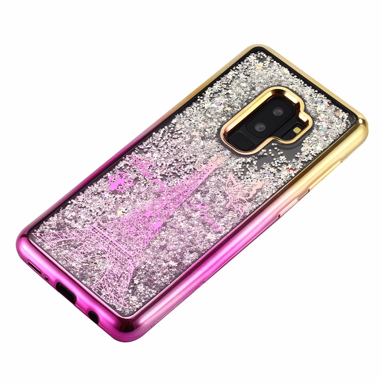 Dynamic Quicksand Plating TPU Mobile Casing for Samsung Galaxy S9+ SM-G965 - Eiffel Tower-3