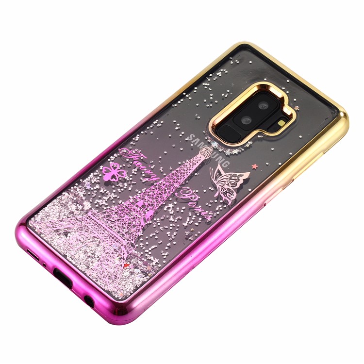 Dynamic Quicksand Plating TPU Mobile Casing for Samsung Galaxy S9+ SM-G965 - Eiffel Tower-4