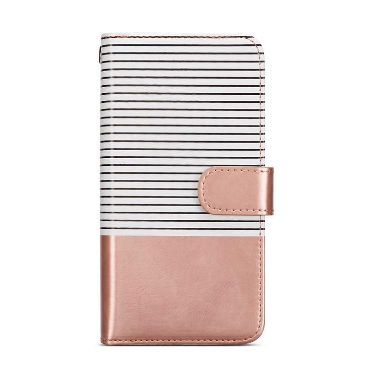 Stripes Pattern Detachable 2-in-1 9 Card Slots Leather Wallet Case for Samsung Galaxy S9+ SM-G965 - Rose Gold-2