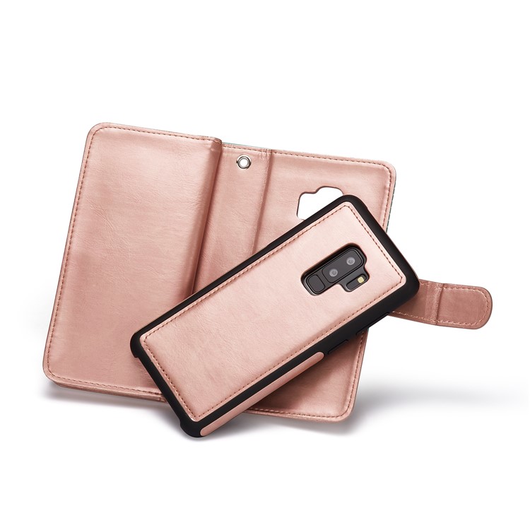 Stripes Pattern Detachable 2-in-1 9 Card Slots Leather Wallet Case for Samsung Galaxy S9+ SM-G965 - Rose Gold-5