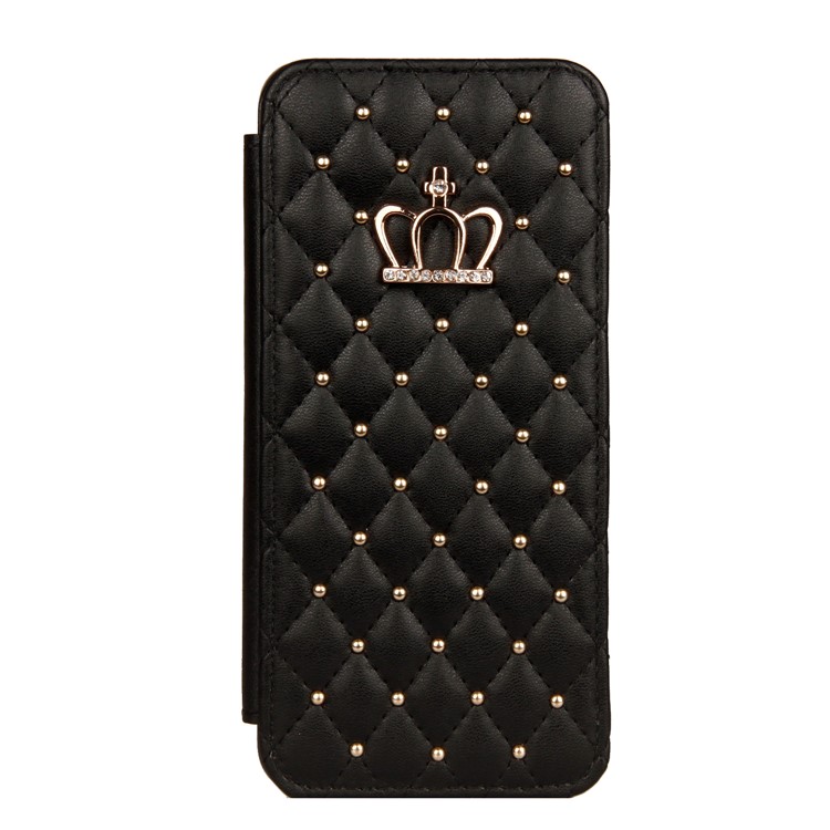 Stitching Rhombus Crown Leather Stand Case with Card Slots for Samsung Galaxy S9 G960 - Black-2