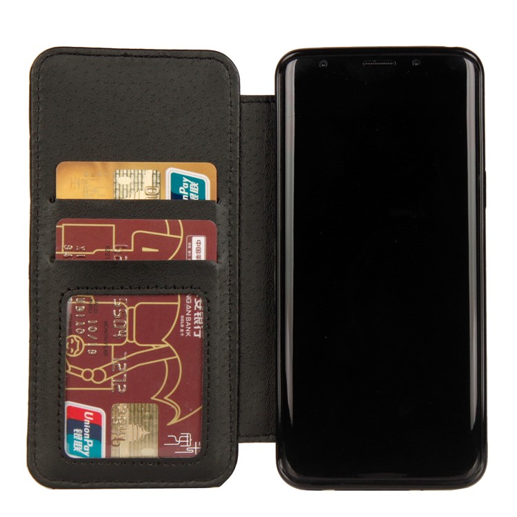 Stitching Rhombus Crown Leather Stand Case with Card Slots for Samsung Galaxy S9 G960 - Black-4