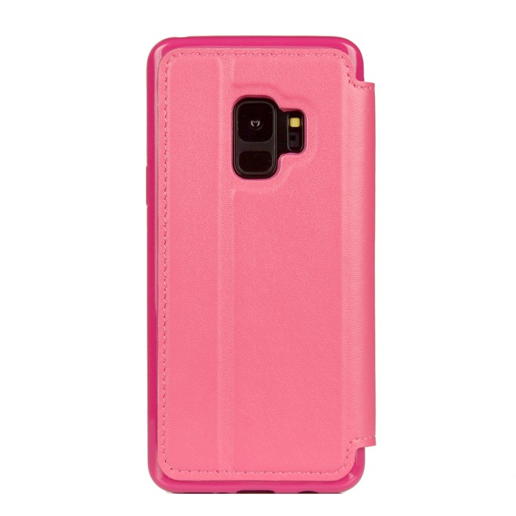 Stitching Rhombus Crown Leather Stand Protective Folio Case with Card Slots for Samsung Galaxy S9 G960 - Rose-3