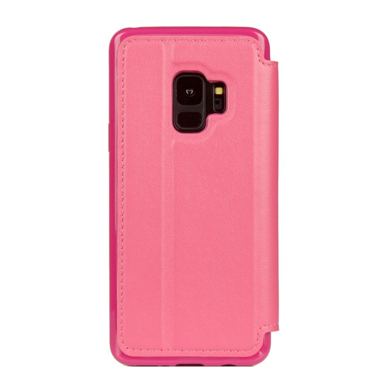 Nähte Rhombus -kron -lederständer Schutz Folio Mit Kartenschlitzen Für Samsung Galaxy S9 G960 - Rose-3