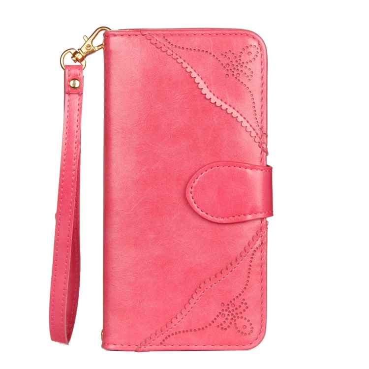 Laser Carving Pattern Retro PU Leather Wallet Cover for Samsung Galaxy S9+ G965 - Rose-2